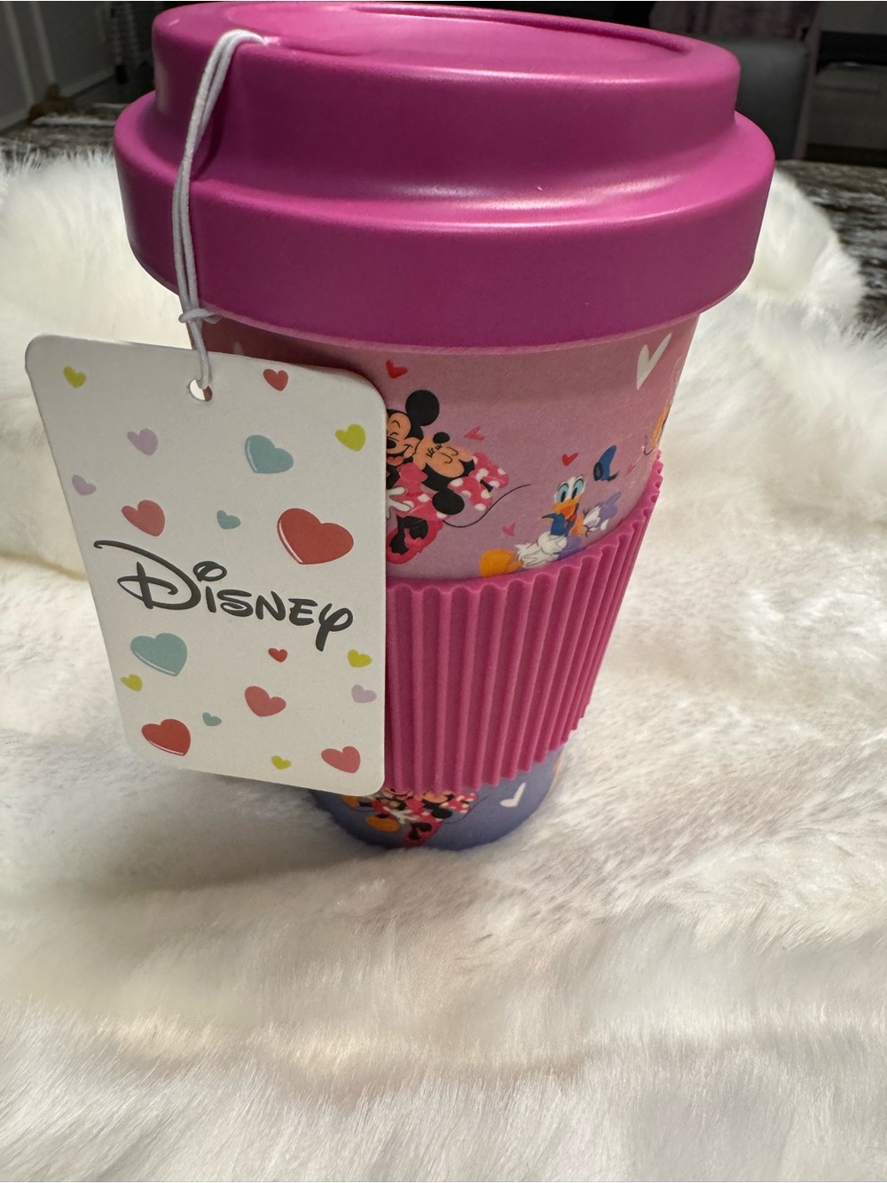 Disney Pink Minnie & Friends Travel Mug with Ribbed Grip